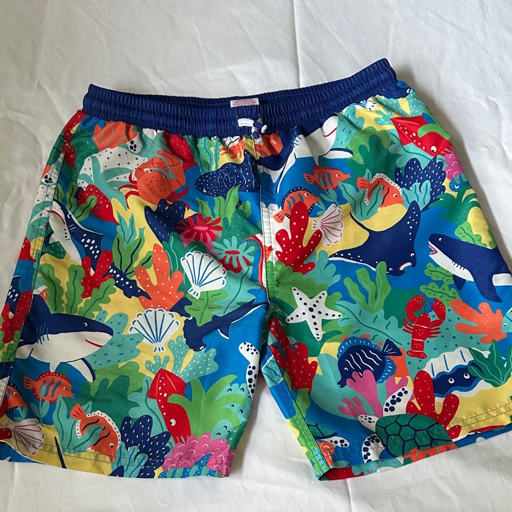 Mini Boden Colorful Ocean Print Swim Trunks